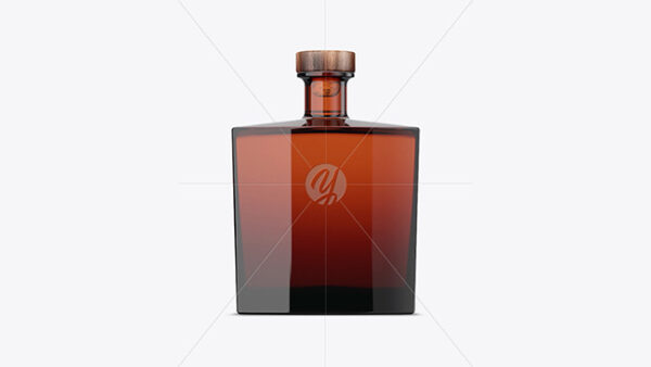موکاپ بطری شیشه ای کهربایی مربعی