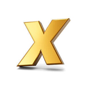 دانلود تصویر سه بعدی کلمه x طلایی