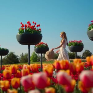 دانلود فوتیج زن درحال قدم زدن در لاله‌زار